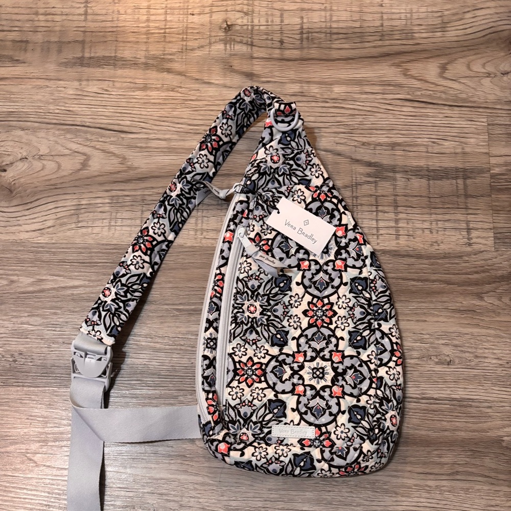 Vera Bradley Floral Sling Bag - Black and Pink